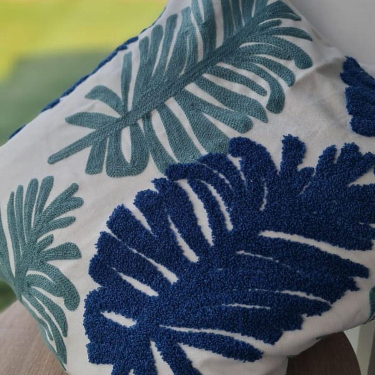 Funda Bordada Palmeara Azul Y Verde 45x42-4