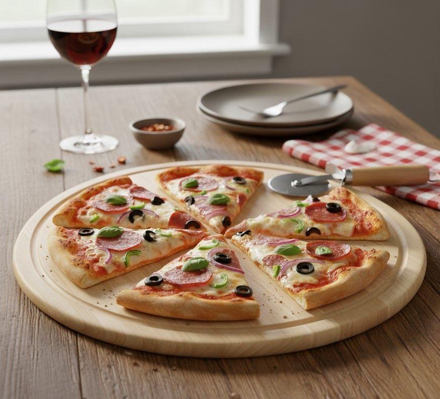 Tabla de Madera Natural para Pizza 29 cm -0