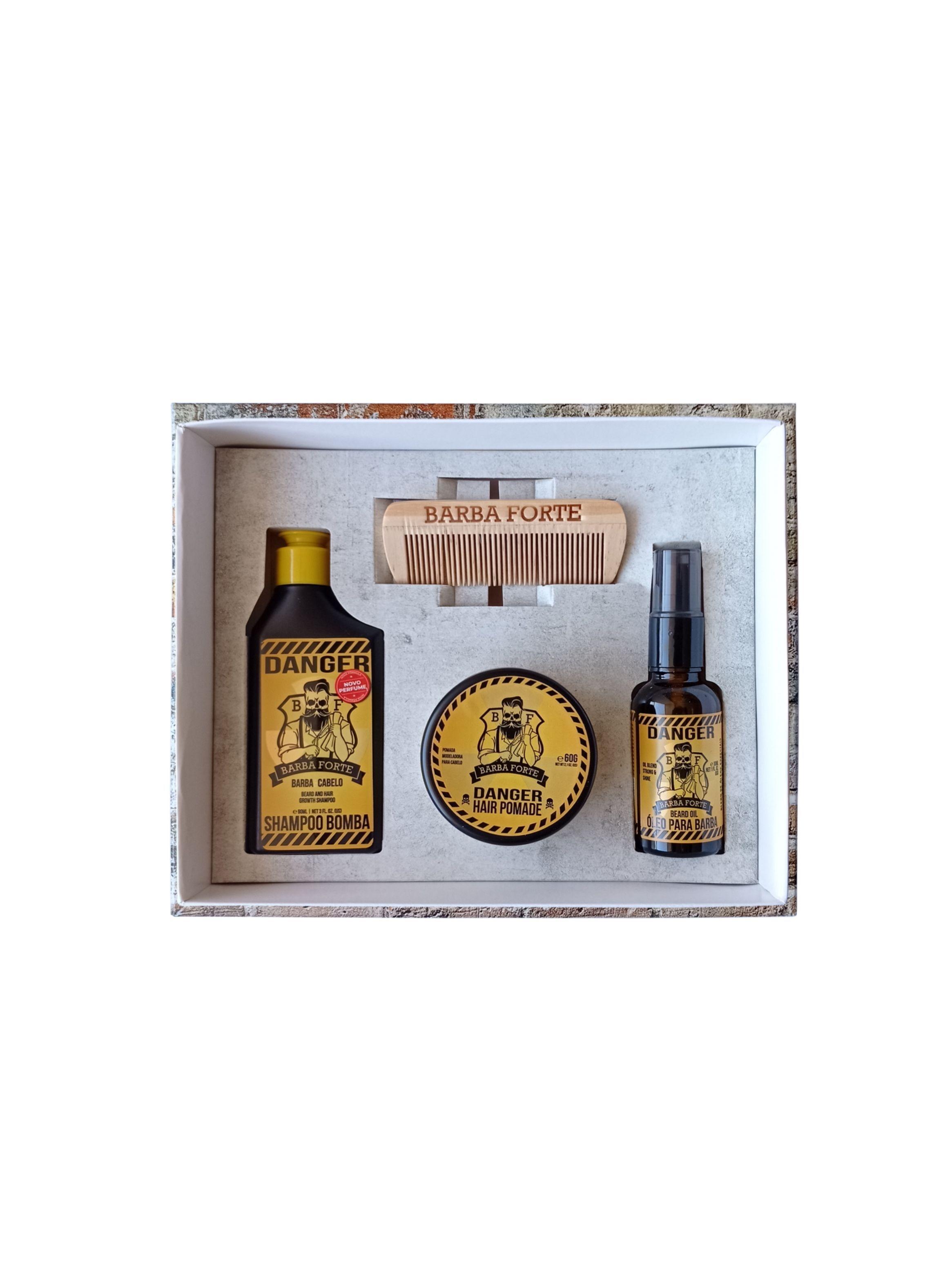 Kit Barba Forte Danger Óleo 3 Productos y Peine-1