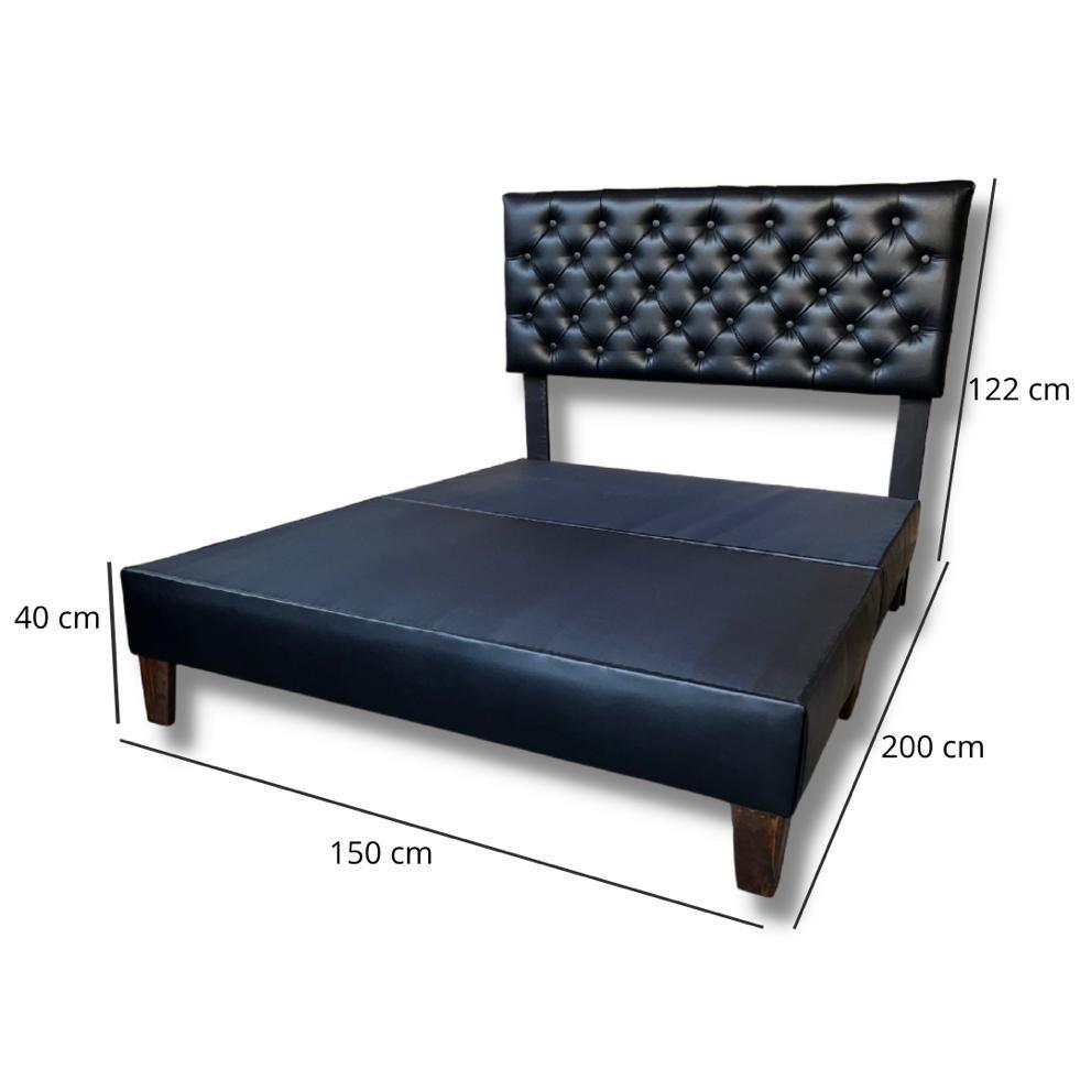 Cama 2 plazas de CUERINA con bases divididas de 20 cm de grosor respaldo Capitoné-1