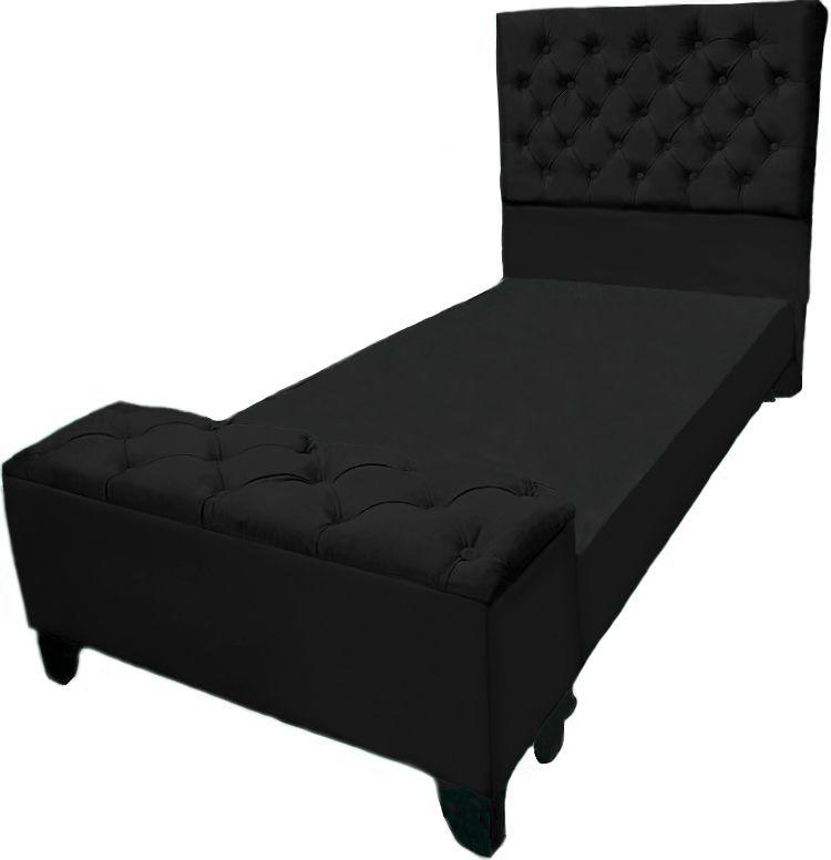 Cama 1.5 plazas felpa negra con Baúl 190cm x 90cm x 10cm-0