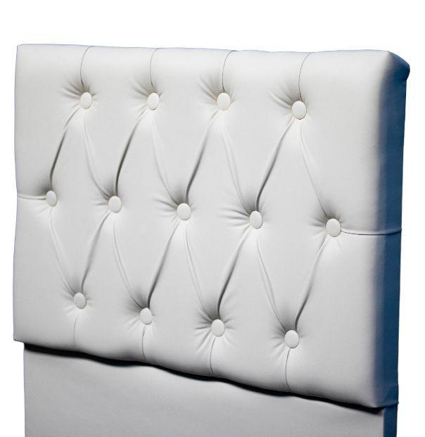 Cama 1 plaza Europea Felpa Blanca + Baúl + Respaldo Capitoné + patas de Madera-5