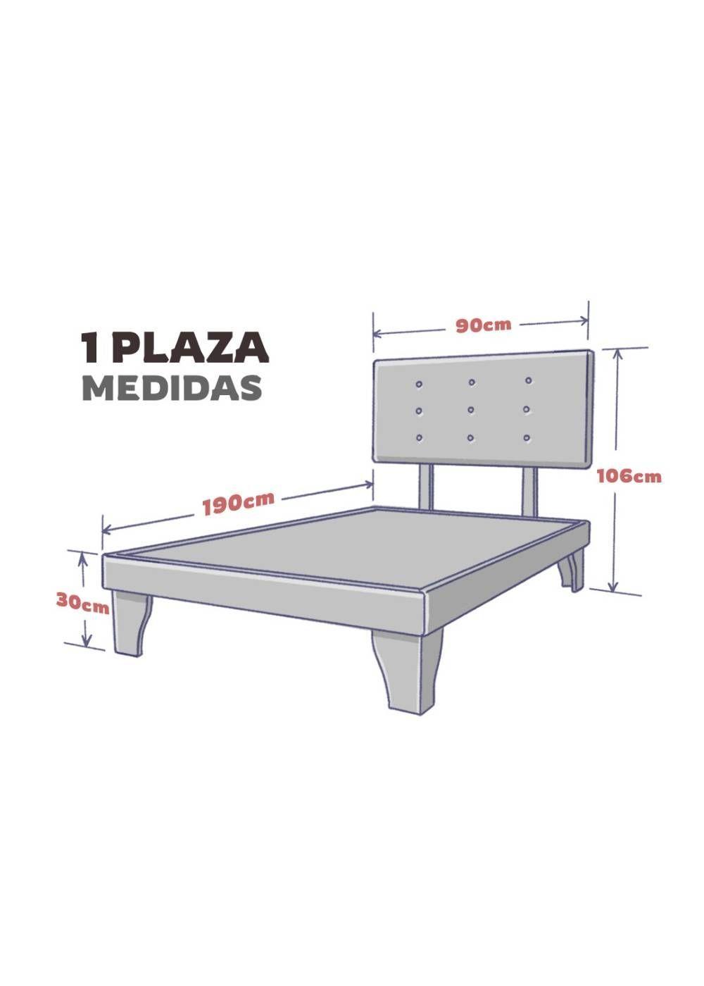 Base Europea y Respaldo con Botones  Tapizado 1 Plaza Morado-1
