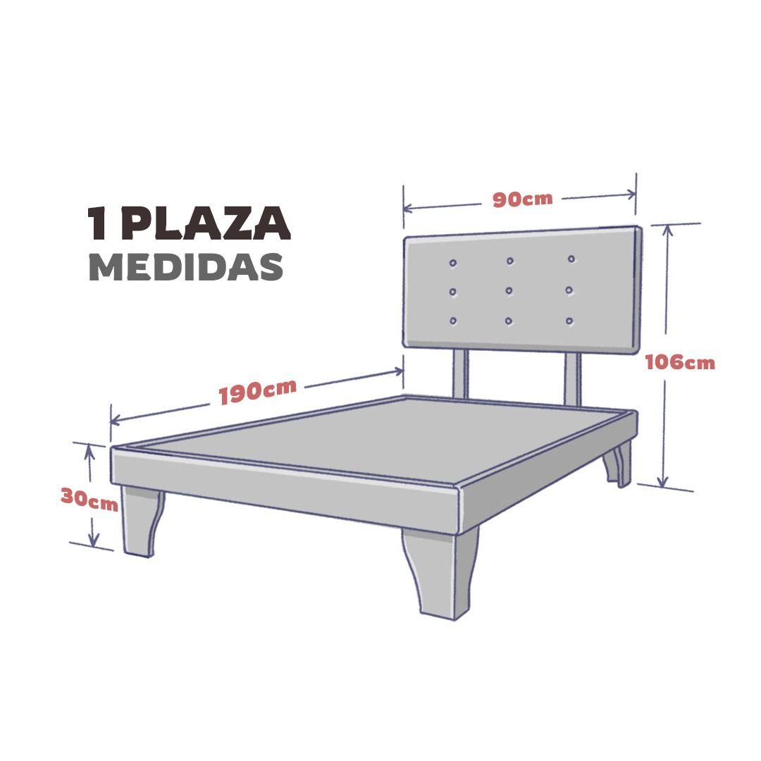 Base Europea y Respaldo con Botones Tapizado 1 Plaza Rosa Vieja-4