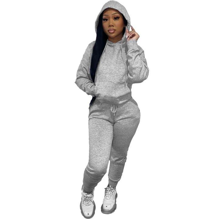 Conjunto Deportivo Mujer Poler n con Capucha y Jogger Gris Casual-0