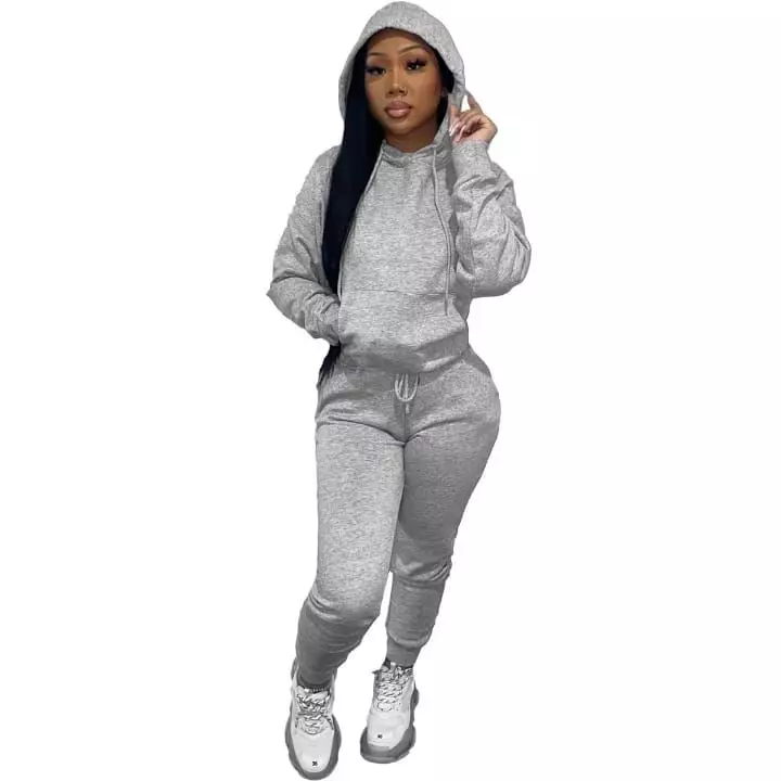 Conjunto Deportivo Mujer Poler n con Capucha y Jogger Gris Casual-1