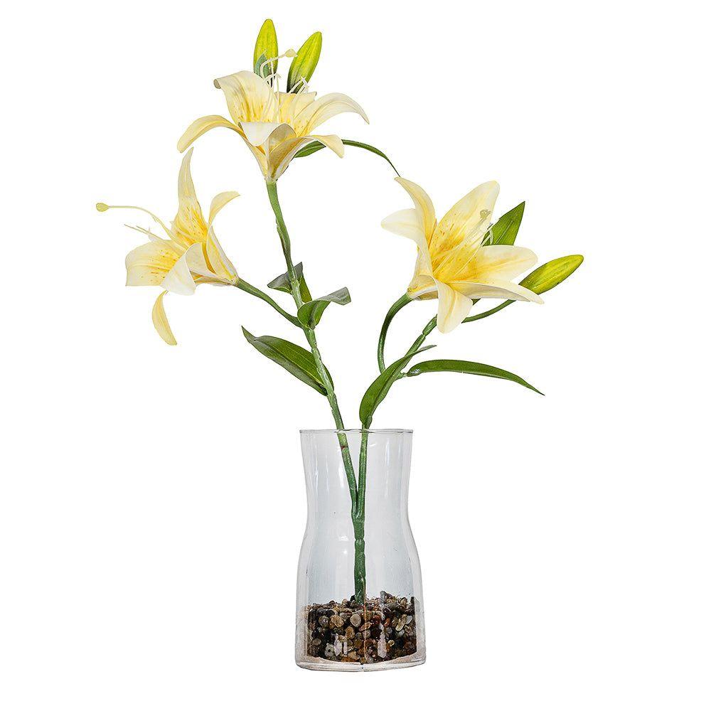LILIUM AMARILLO EN FLORERO DE VIDRIO 57 CM-0