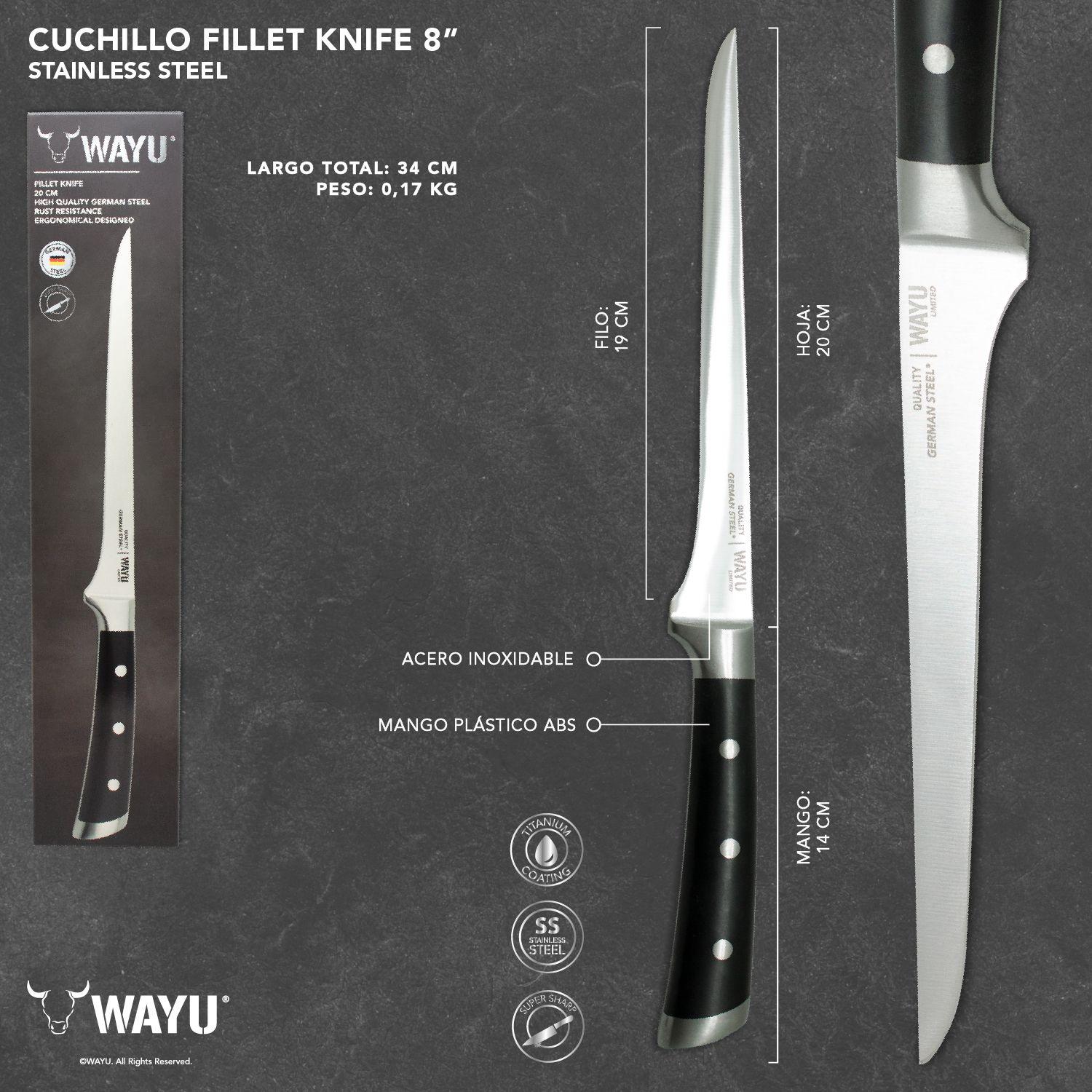 Cuchillo Filetero Wayu 20 Cm Wayu  - Fillet Knife 8"-2