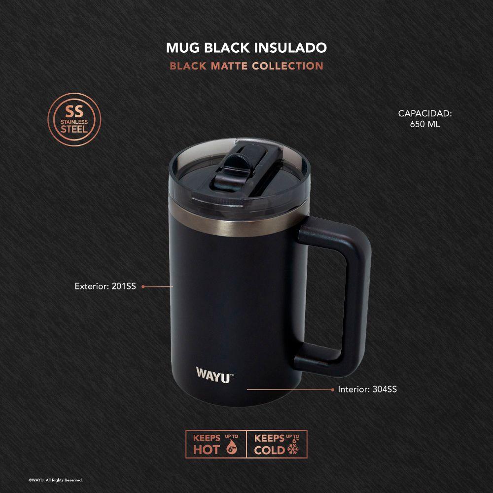 Mug 650 Ml Black Insulated Mattte Wayu-2