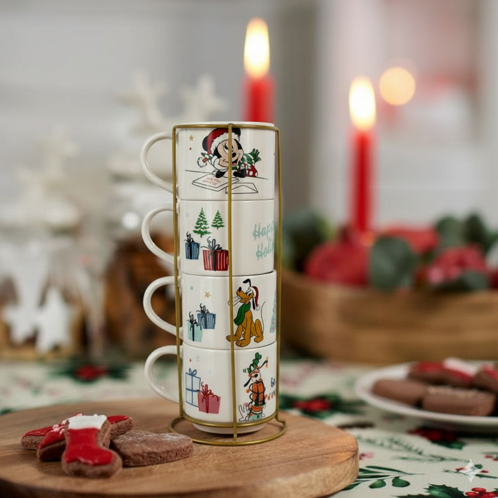 SET 4 TAZONES NAVIDAD DISNEY CLASSIC-1