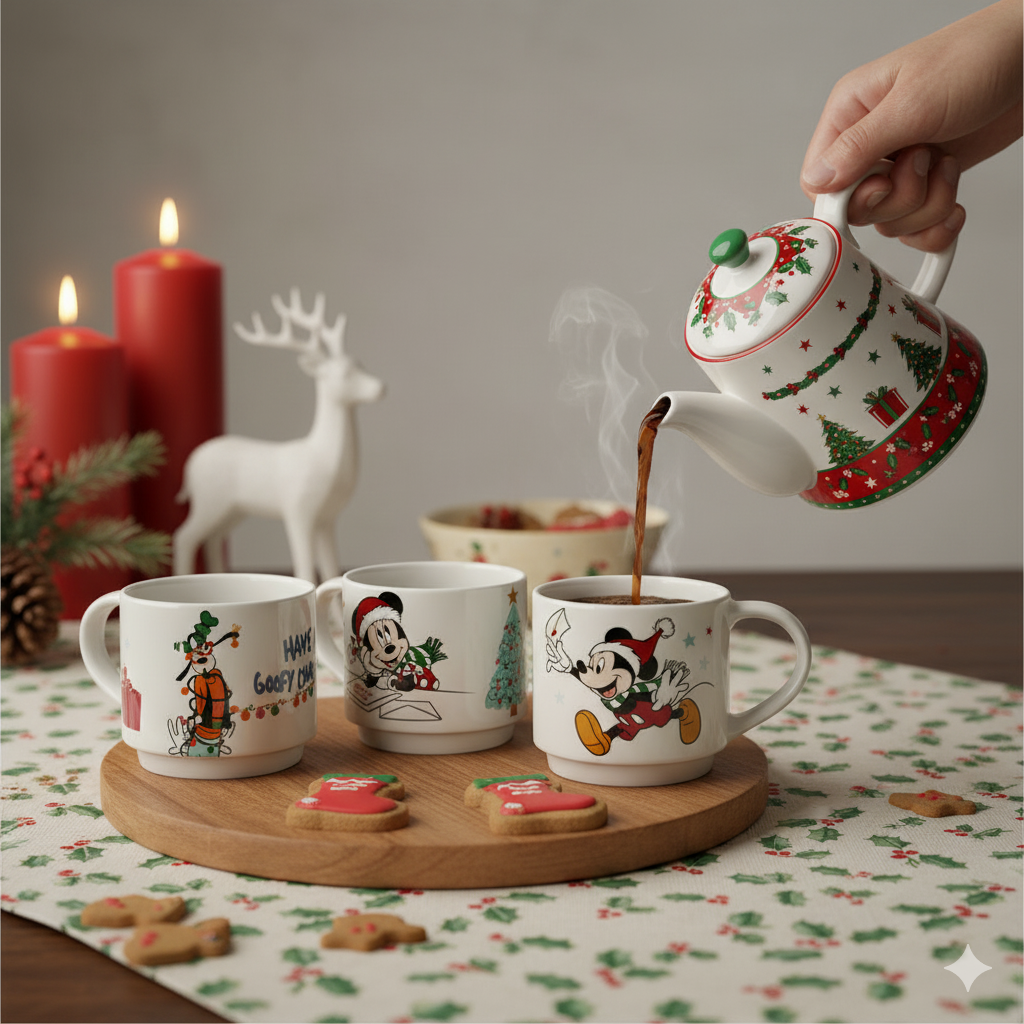 SET 4 TAZONES NAVIDAD DISNEY CLASSIC-2