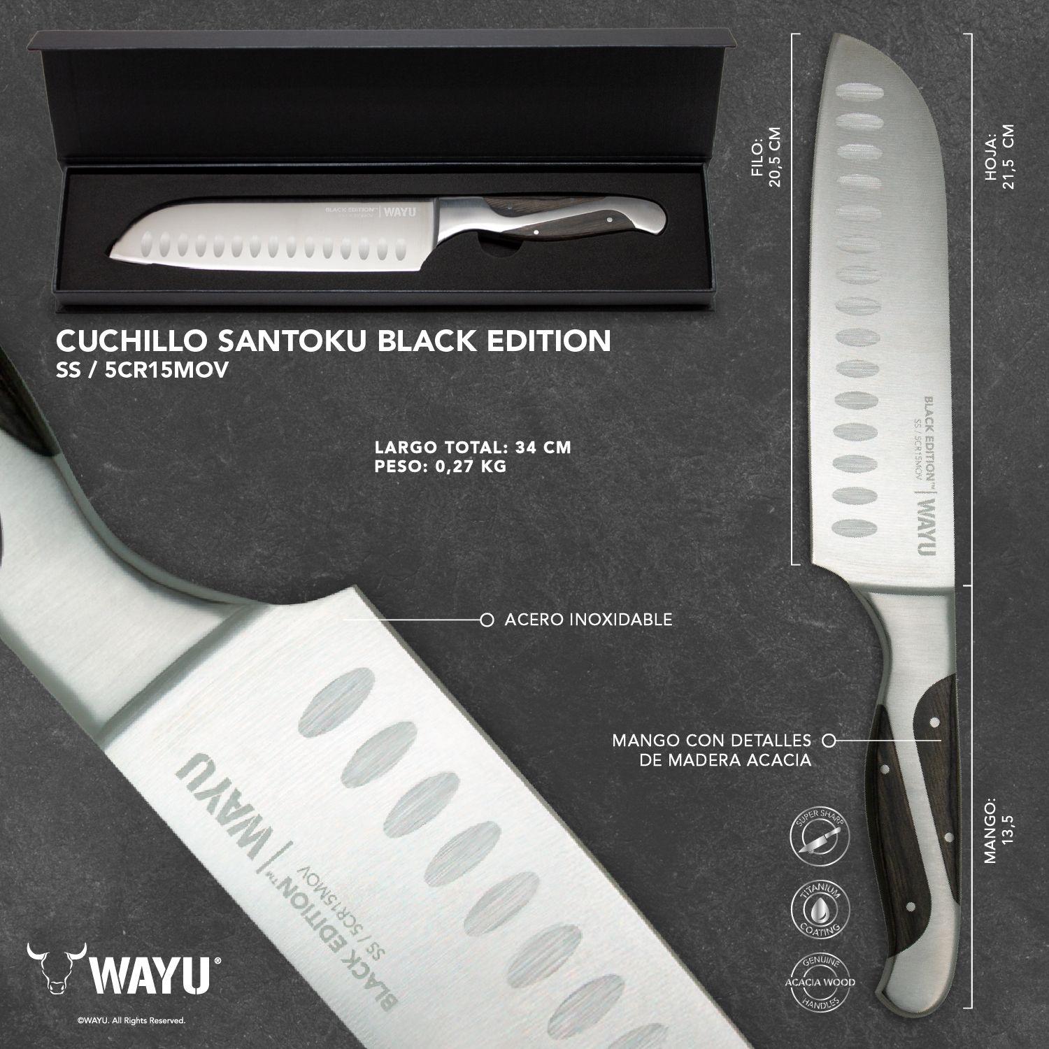 Cuchillo Santoku Black Edition Wayu-4