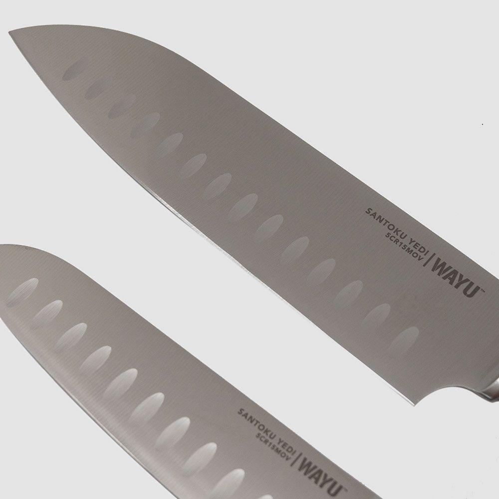 Set 2 Cuchillos Santoku Ring Red Wayu - Gris-4