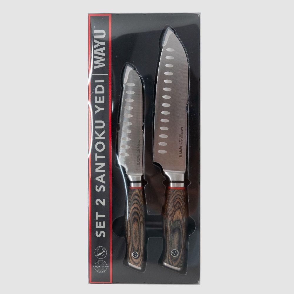 Set 2 Cuchillos Santoku Ring Red Wayu - Gris-6