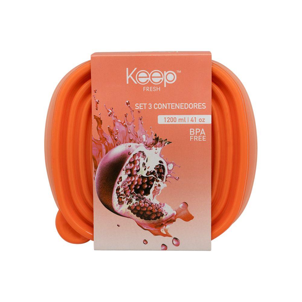 Hermeticos Apilables PP 3 PCS 1,2L Keep - Naranjo-2
