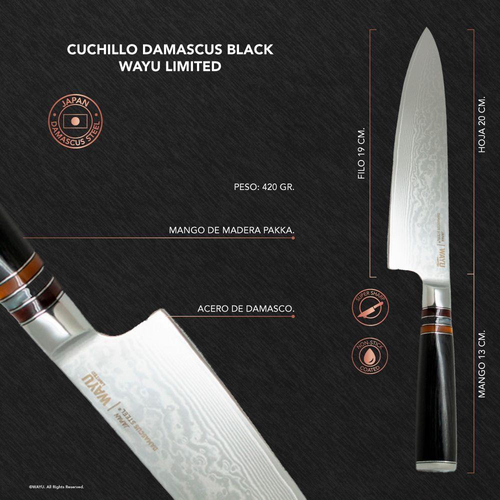 Cuchillo Damascus Black Pakka Wayu Limited-2
