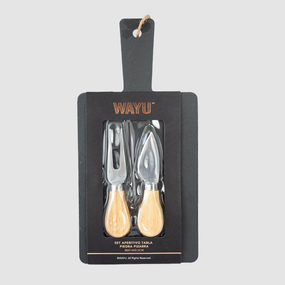 Set Aperitivo Tabla Piedra Pizarra 28x14 Cm Wayu-2