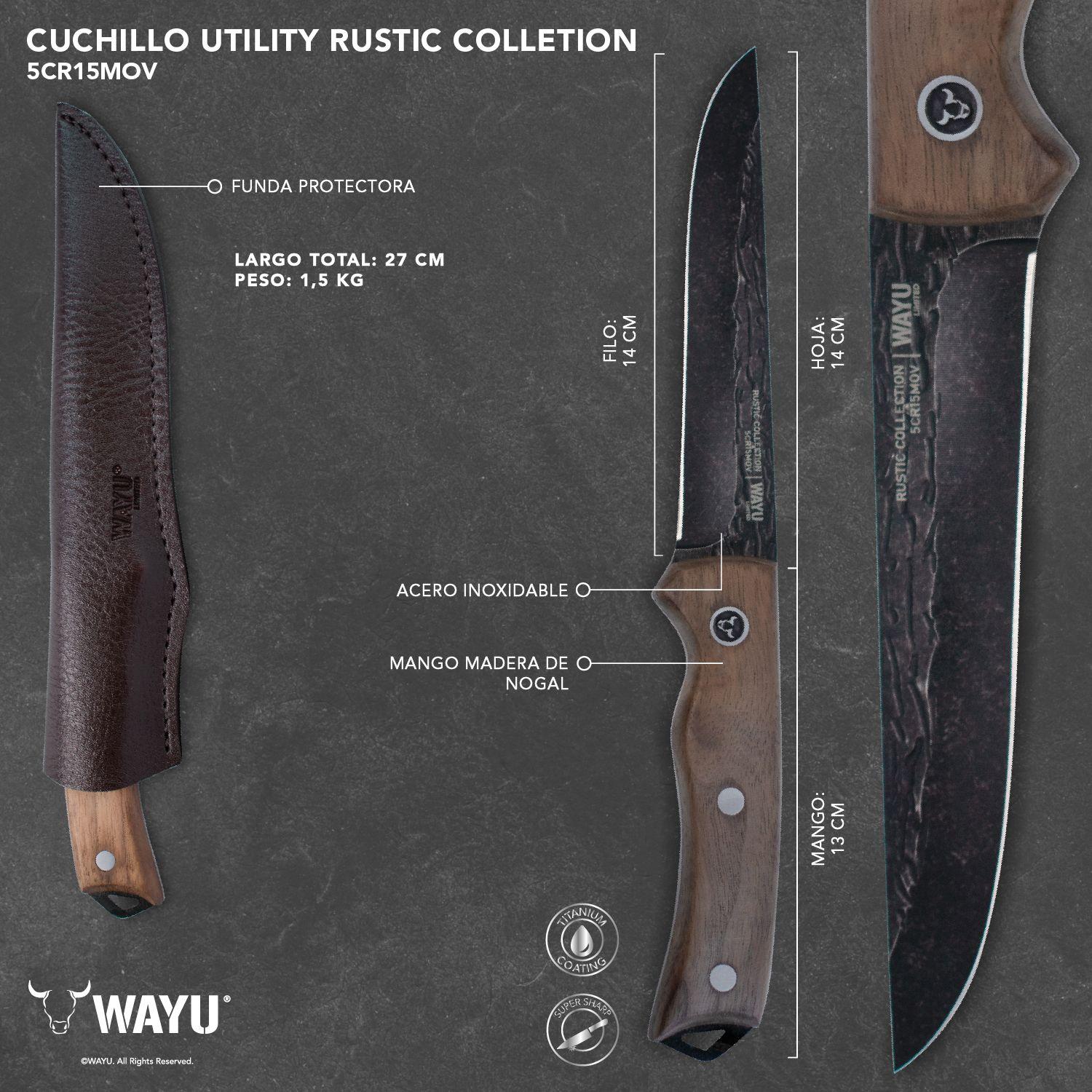 Cuchillo Utility Con Funda Rustic Collection Wayu-3