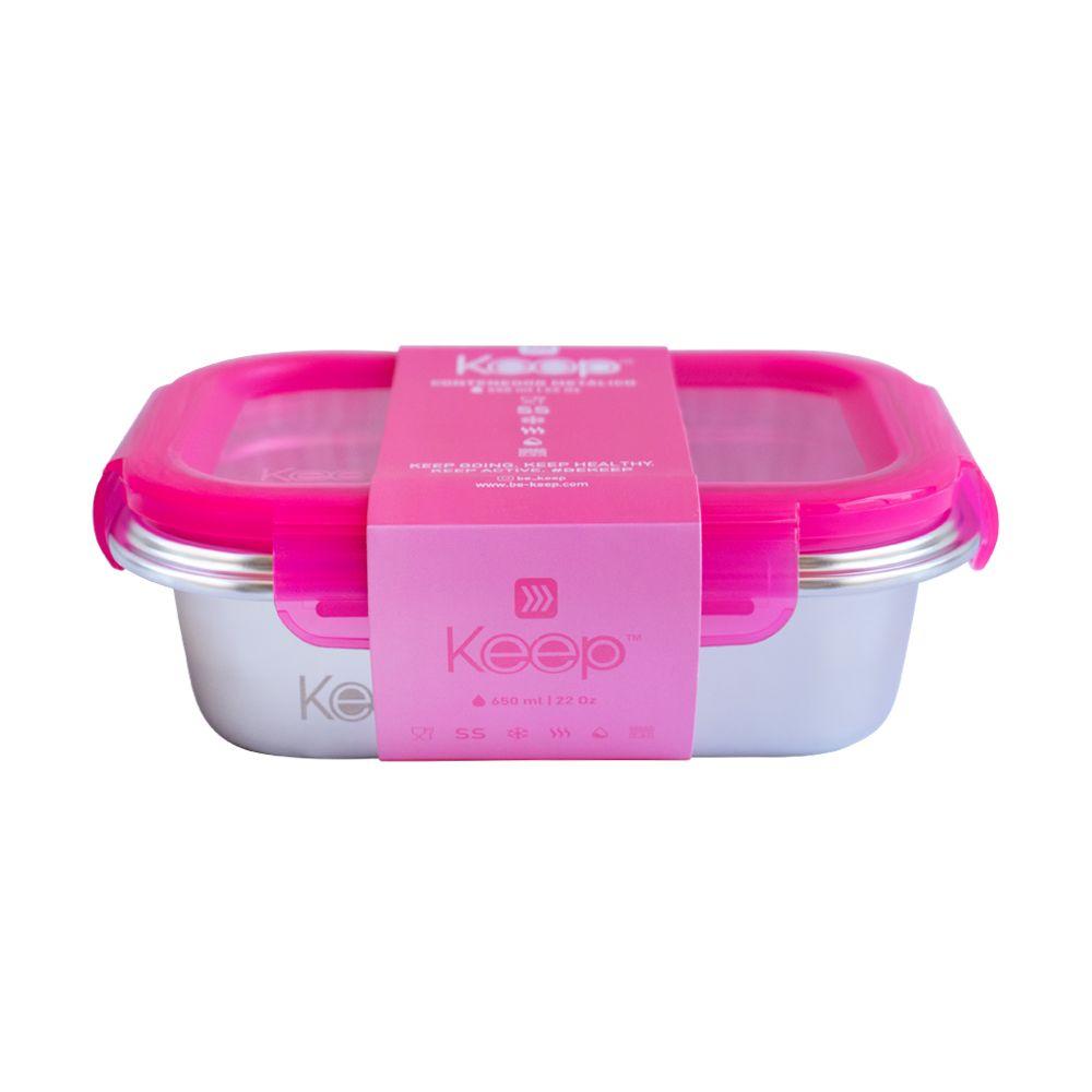 Taper Contenedor Hermetico Metálico 650Ml Keep Color Rosa-3