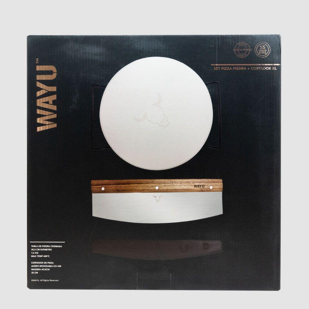 Set Pizza Piedra y Cortador XL Wayu-2