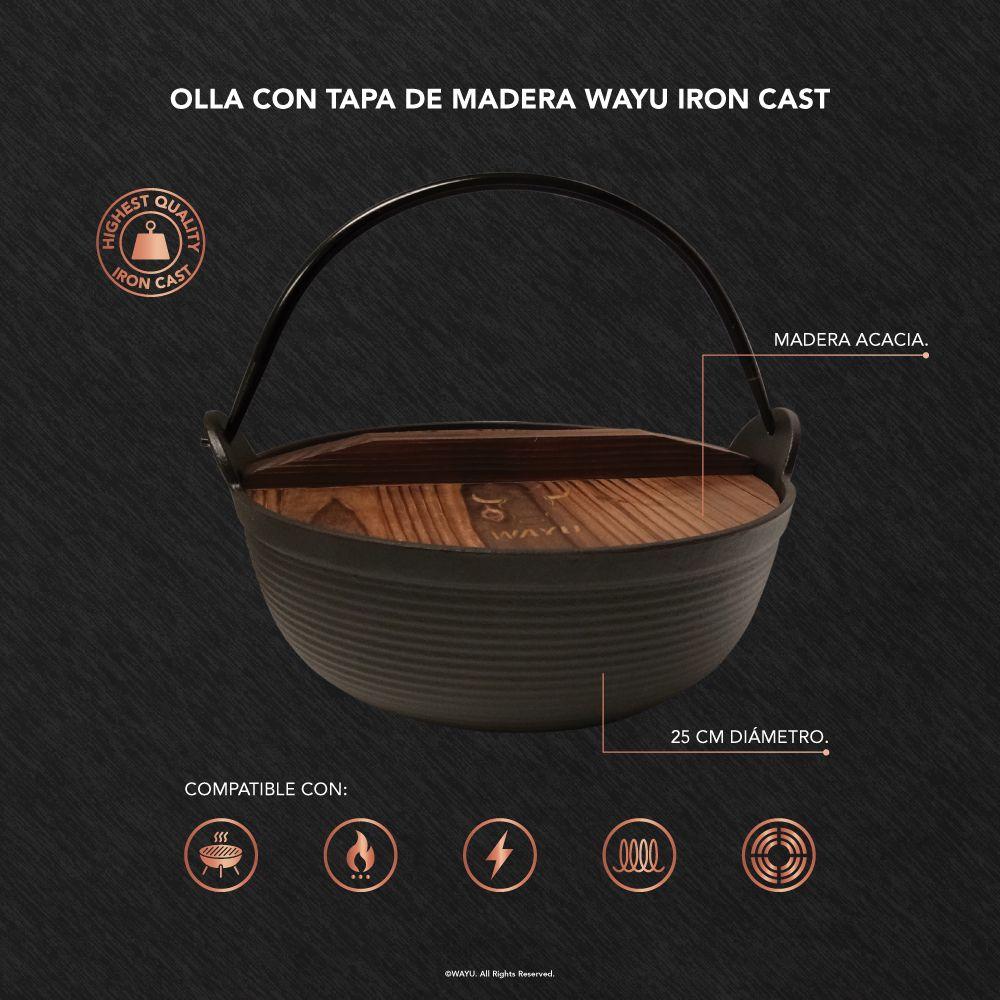 Olla Con Tapa De Madera Wayu Iron Cast-2