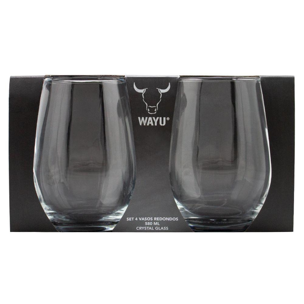Set 4 Vasos Redondos Vidrio Wayu-2