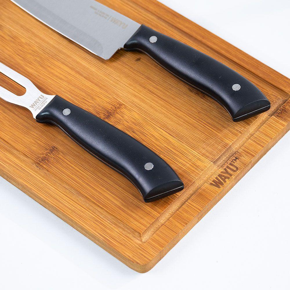 CARVING SET + TABLA BAMBOO WAYU-2