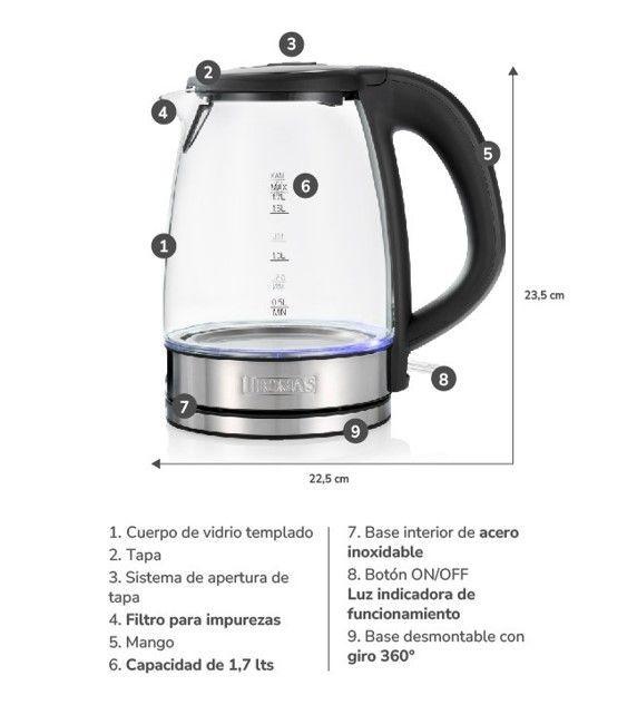 HERVIDOR THOMAS TH-4725 vidrio 1,7L-2