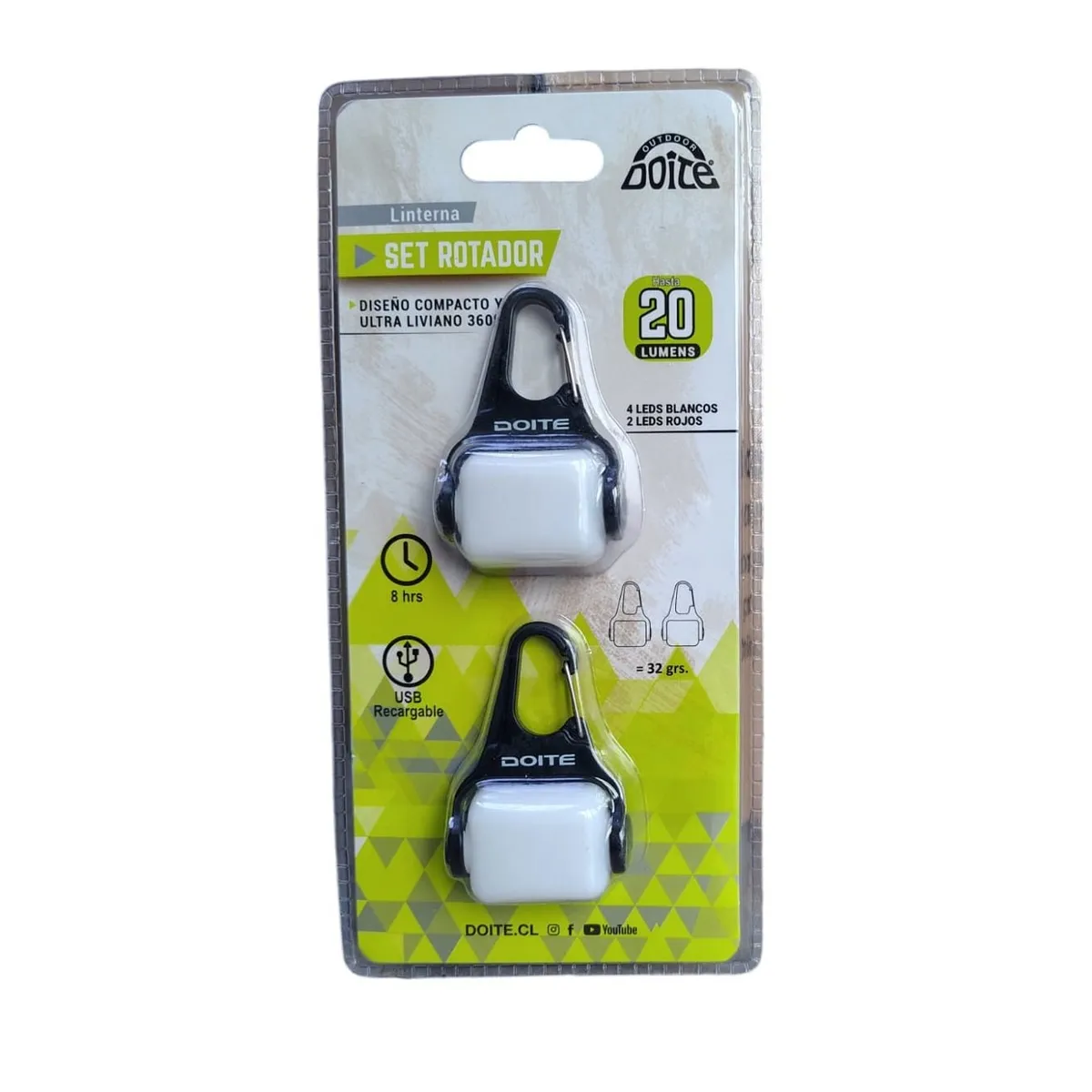 Set de 2 Linternas Rotador 20Lum Recargable con USB - Doite-4