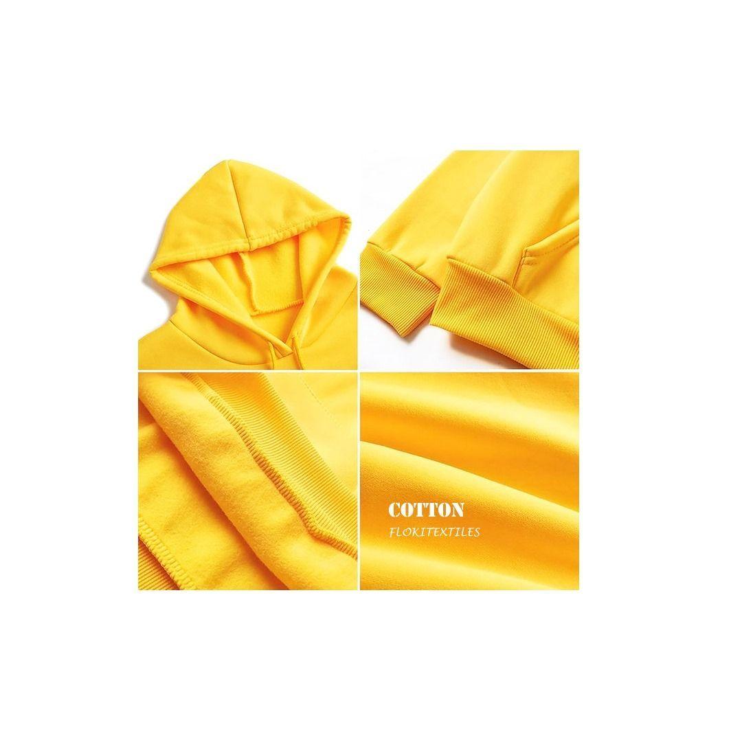 Polerón Canguro Algodón Liso Unisex Amarillo Pack 6 Unidades-2