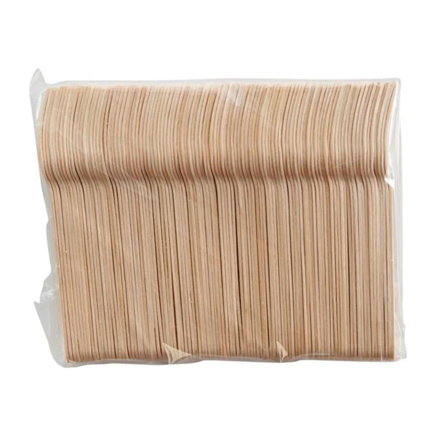 Pack 100 Tenedores Desechables Cubiertos Ecológico Bambú-3