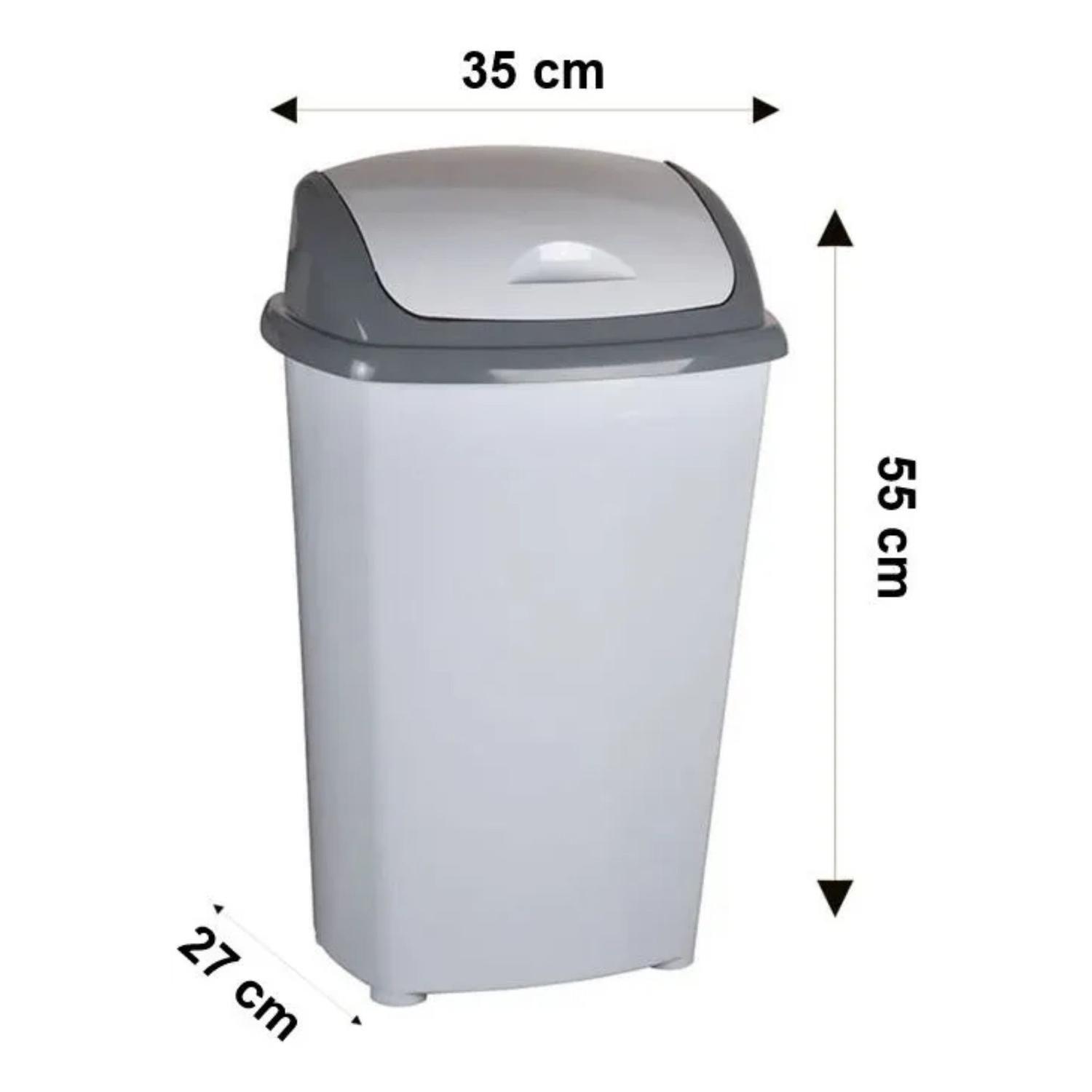 Basurero Plástico Baño Cocina Tapa 60 LT Gris-2