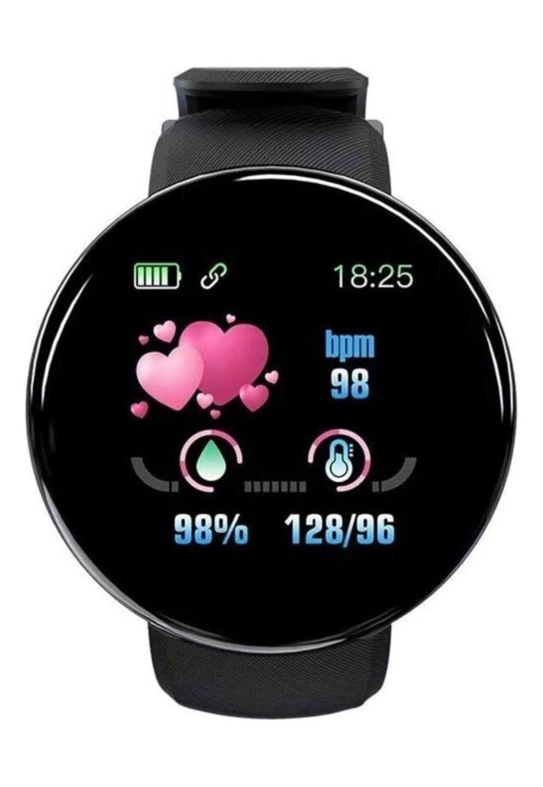 Reloj Smart Band Carga USB Redondo Negro-2