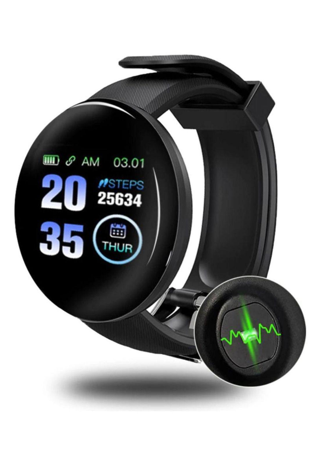 Reloj Smart Band Carga USB Redondo Negro-3