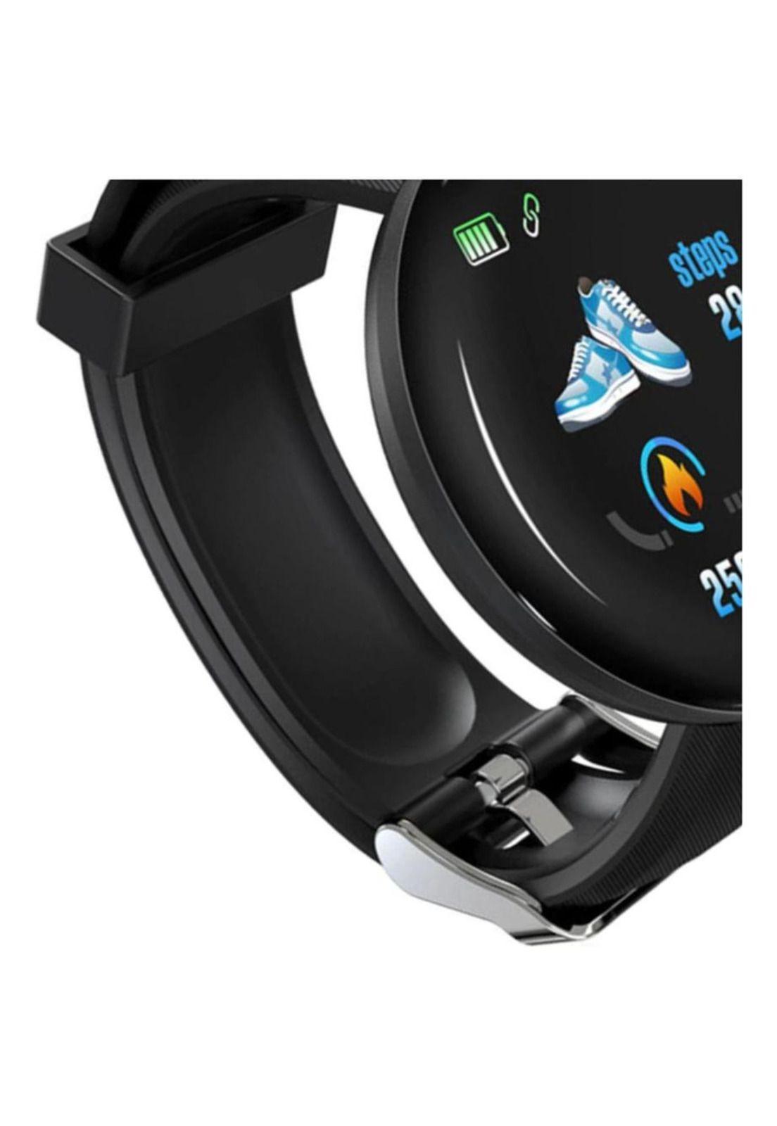 Reloj Smart Band Carga USB Redondo Negro-4