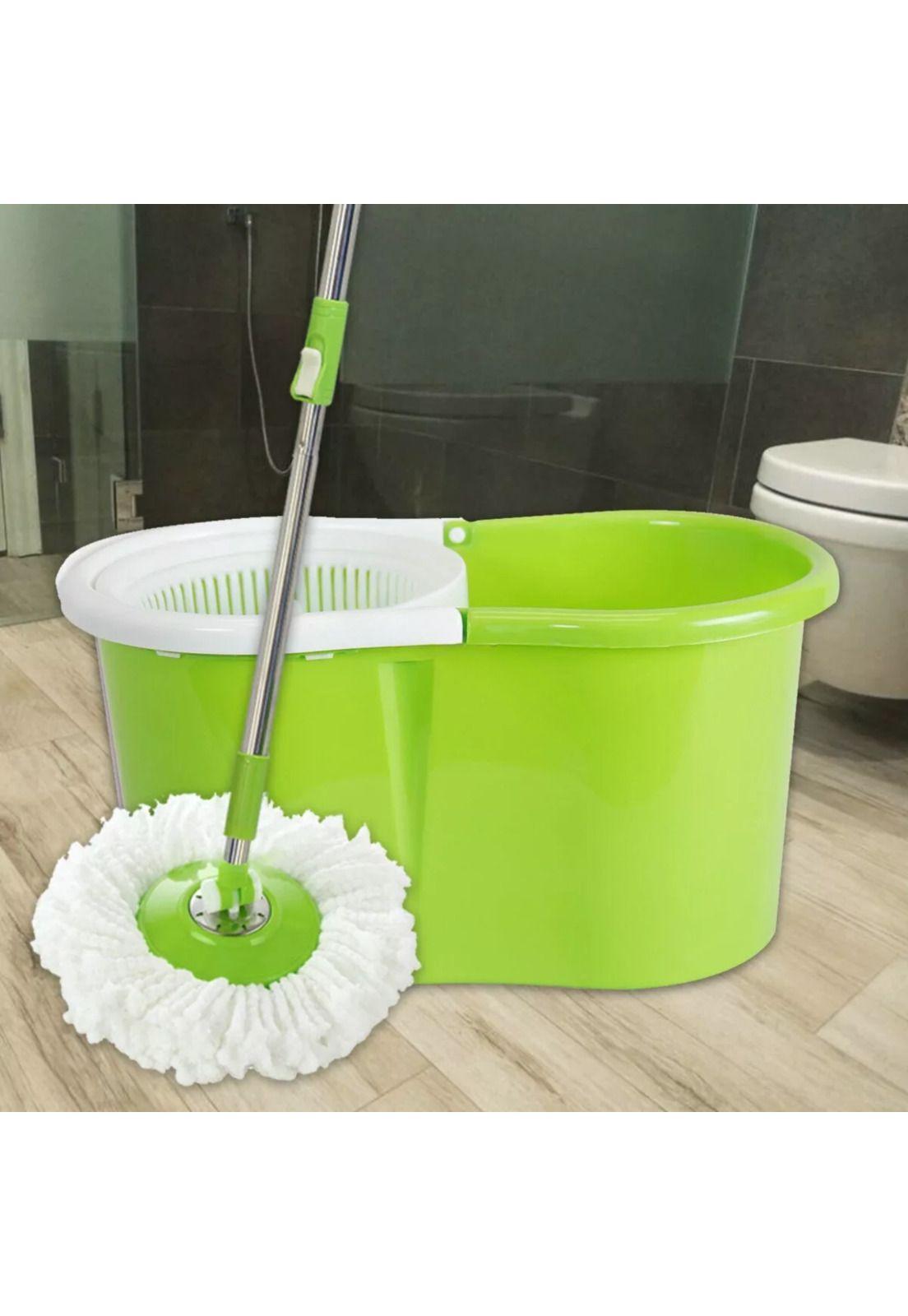 Mopa Giratoria 360º Verde Trapeador Canasto Acero Inoxidable-4
