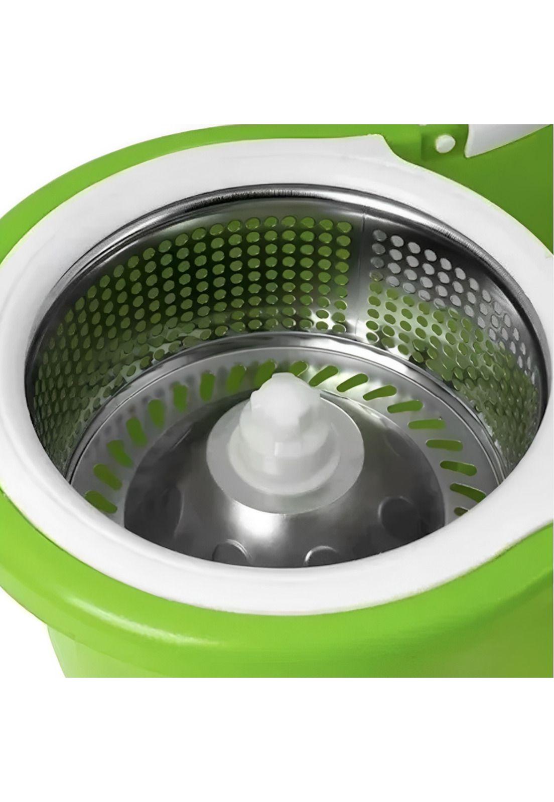 Mopa Giratoria 360º Verde Trapeador Canasto Acero Inoxidable-3