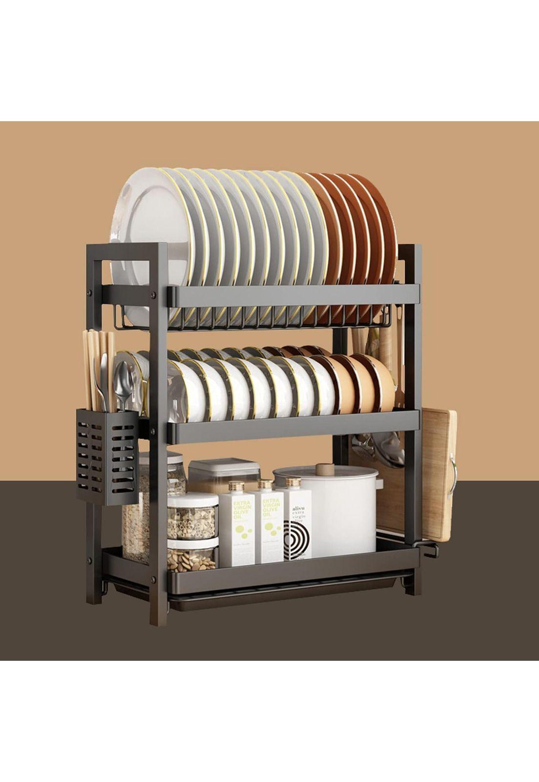 Rack Escurridor Platos 3 Niveles Acero Negro-5