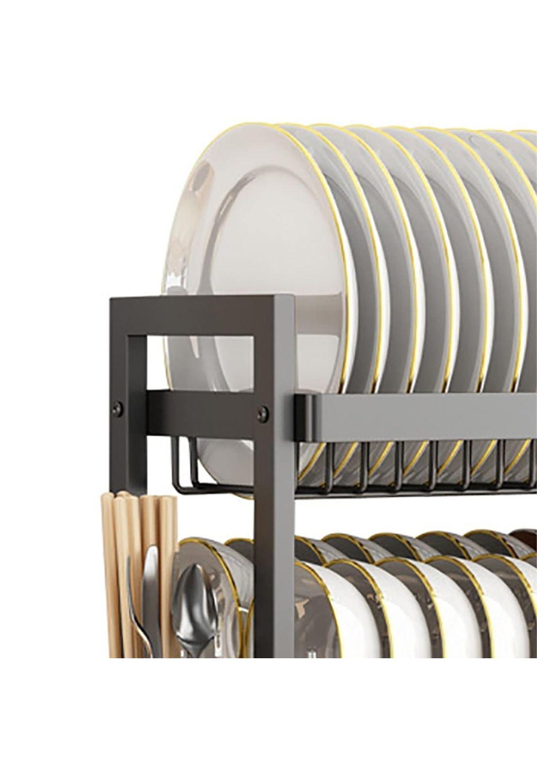 Rack Escurridor Platos 3 Niveles Acero Negro-6