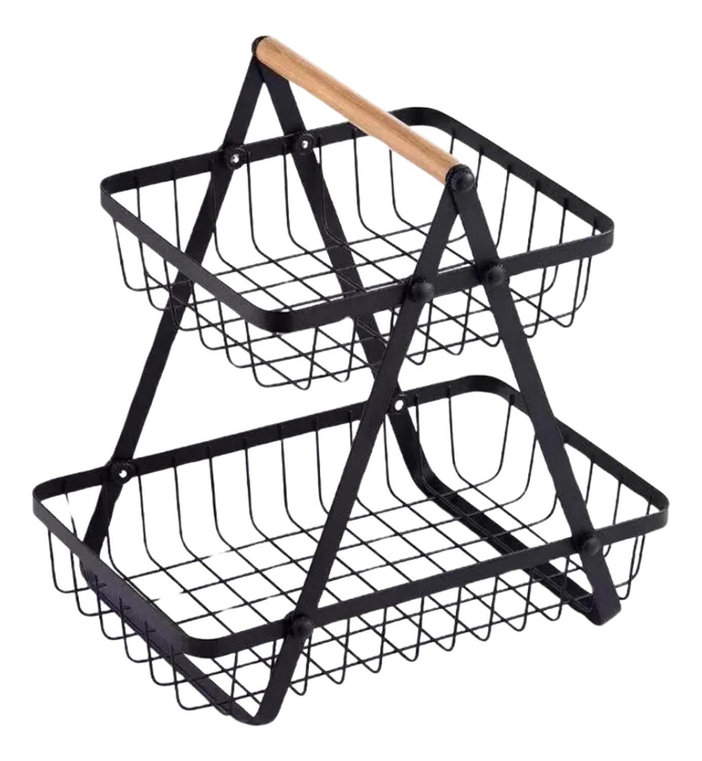 Frutero Mesa Para Frutas 2 Niveles Negro-2