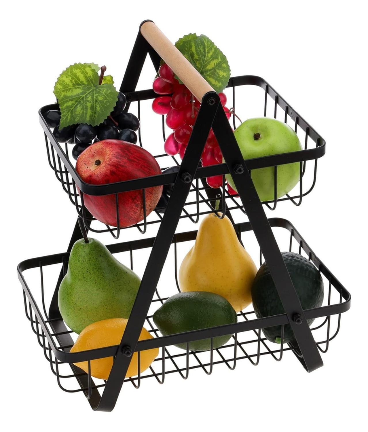 Frutero Mesa Para Frutas 2 Niveles Negro-3