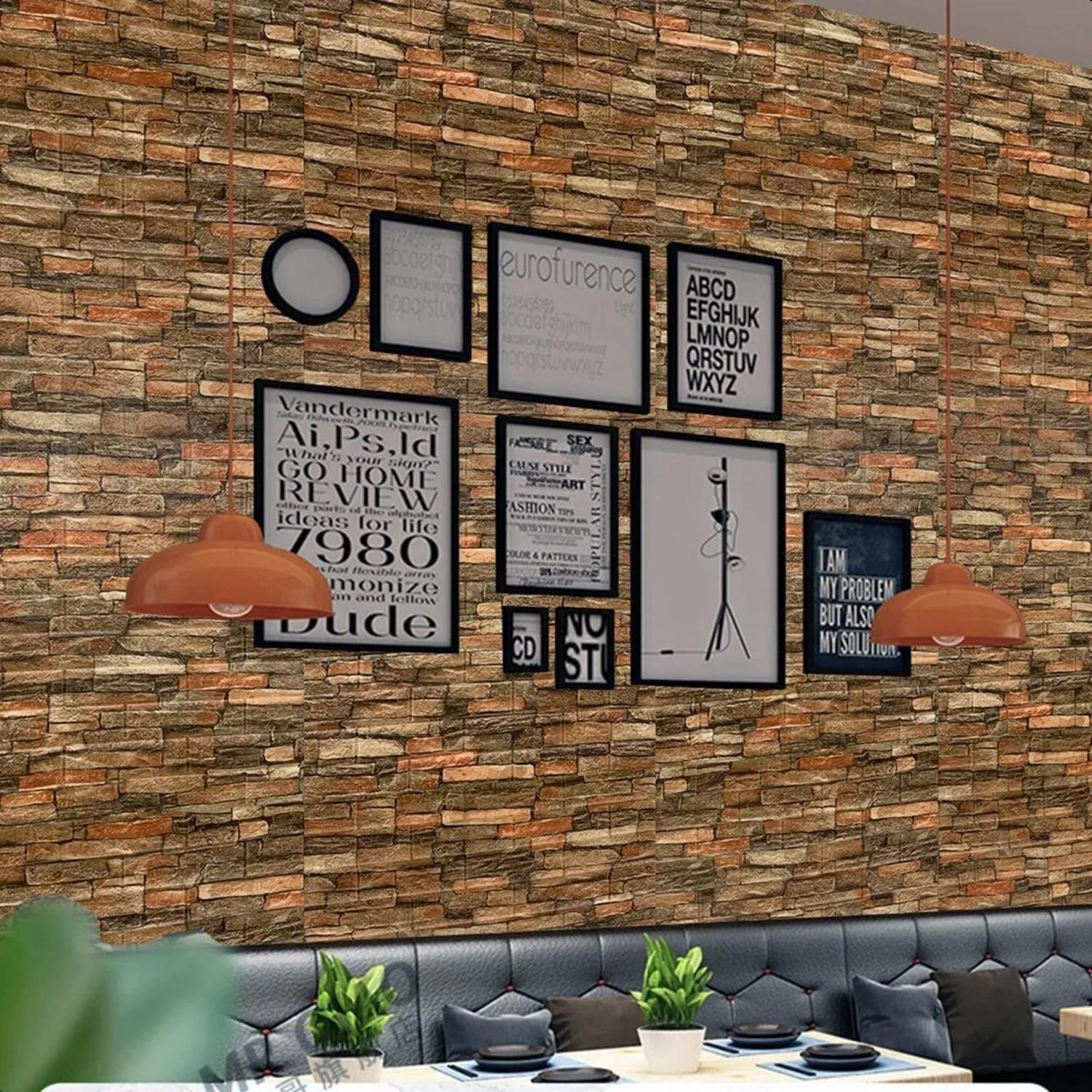 Pack 10 Pegatinas Pared Espuma 3D 70x77 CM Marrón-2