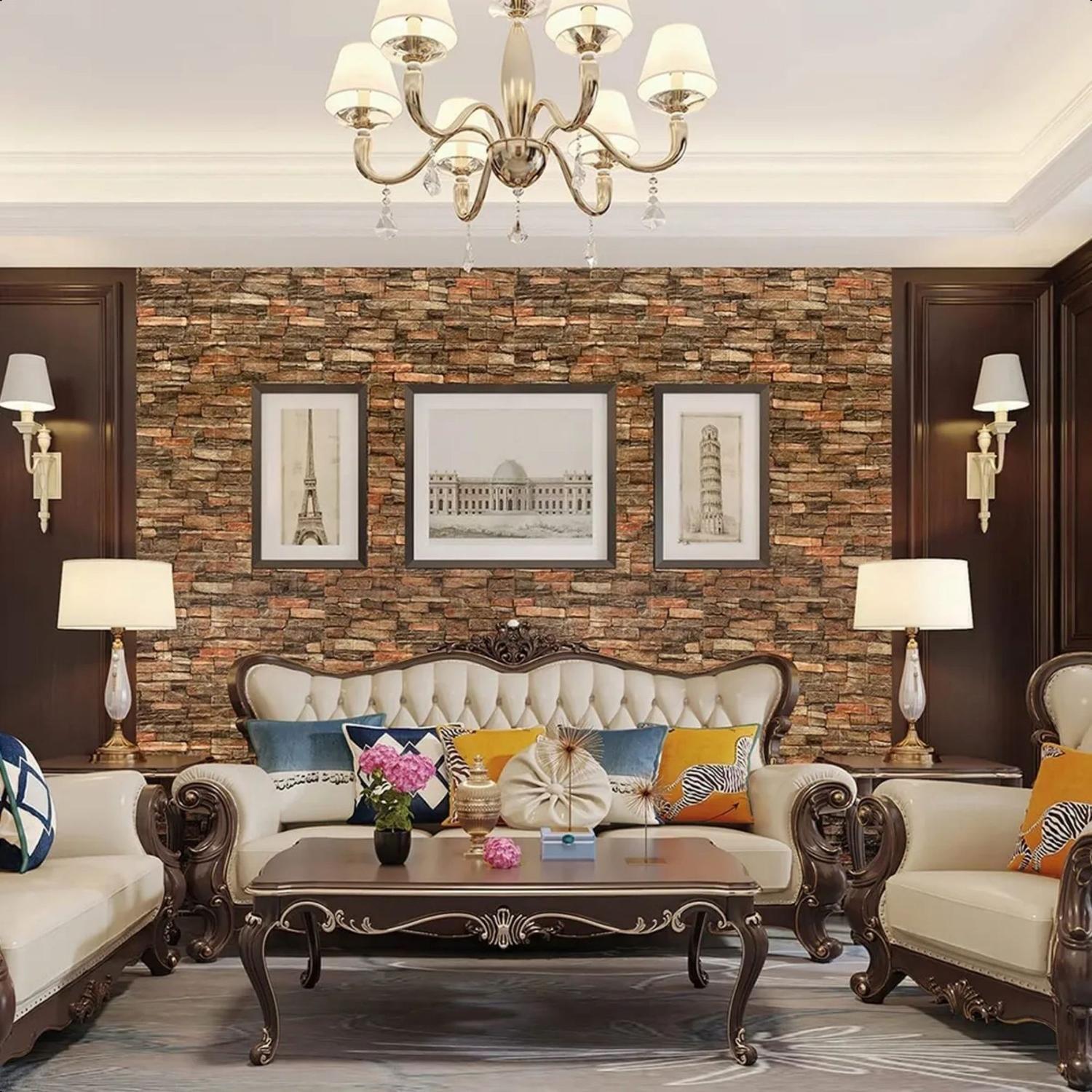 Pack 10 Pegatinas Pared Espuma 3D 70x77 CM Marrón-3