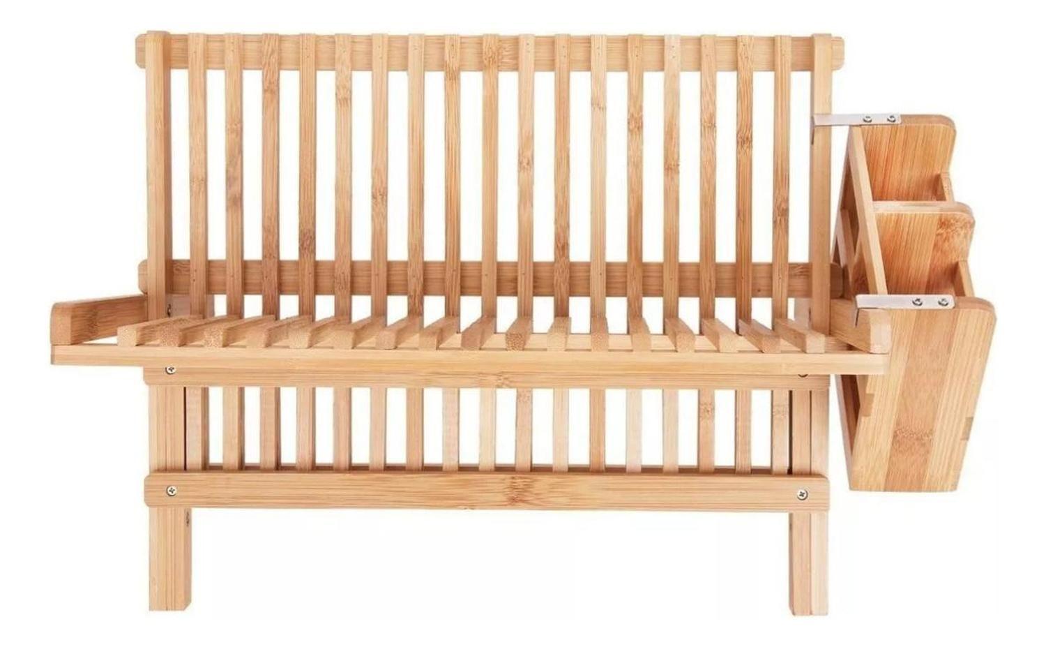 Organizador Escurridor Platos Portáble Bambú-2