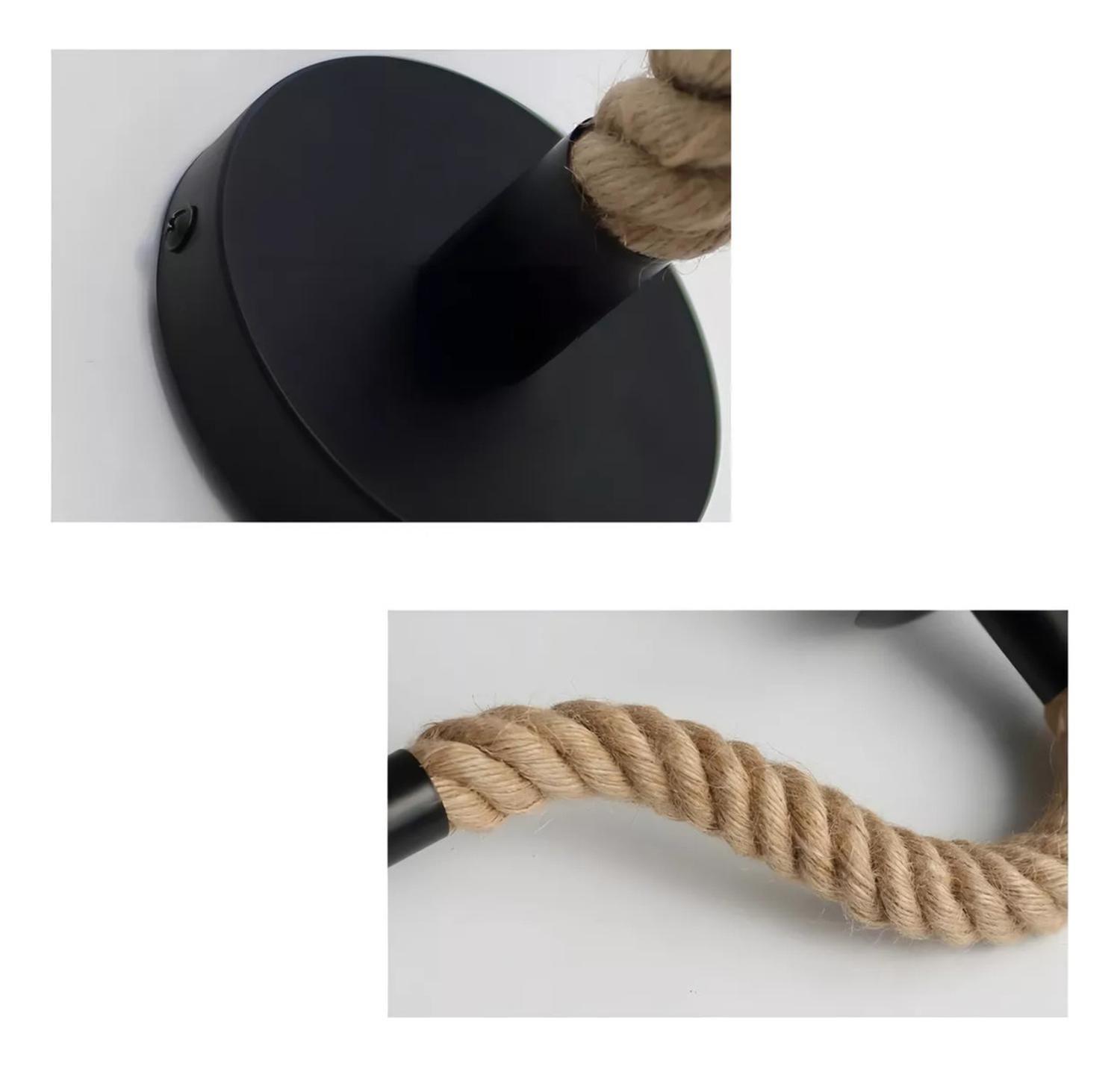 Lámpara Pared Cuerda Cañamo Vintage 220V Marrón-3