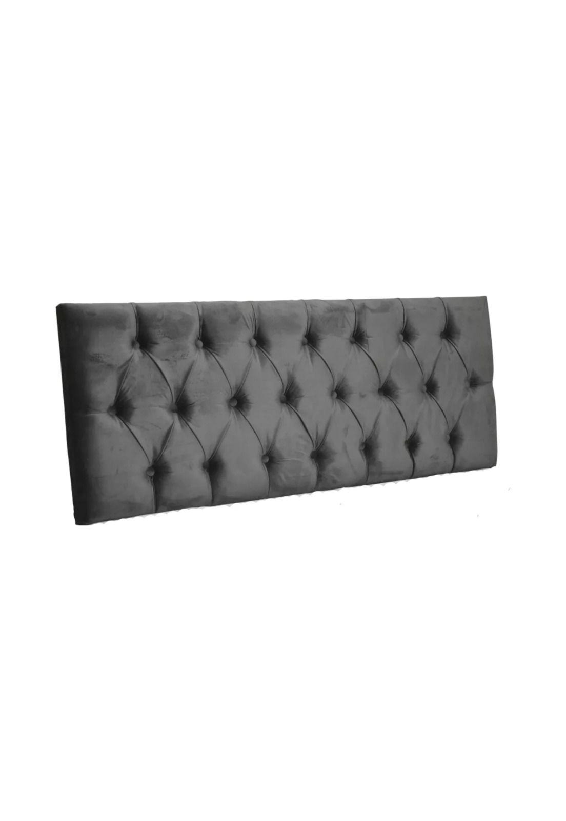Respaldo Elegante 1 Plaza Capitone 105x60 CM Gris Oscuro Felpa-3