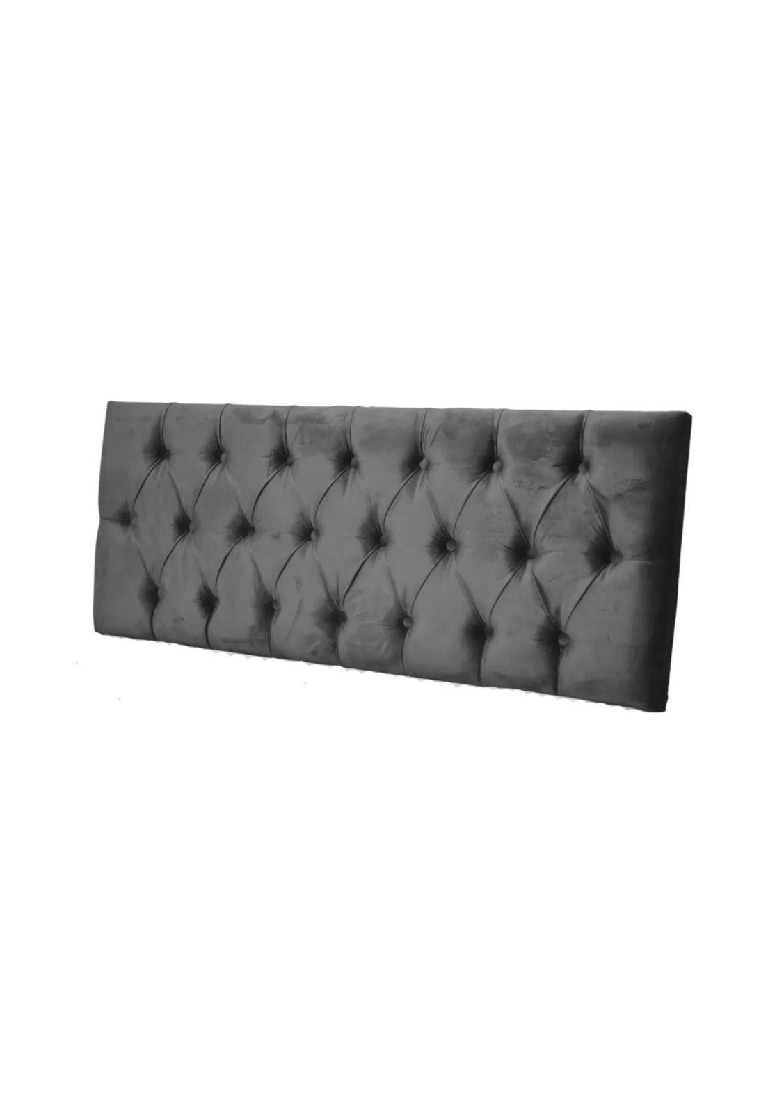 Respaldo Elegante 1 Plaza Capitone 105x60 CM Gris Oscuro Felpa-4