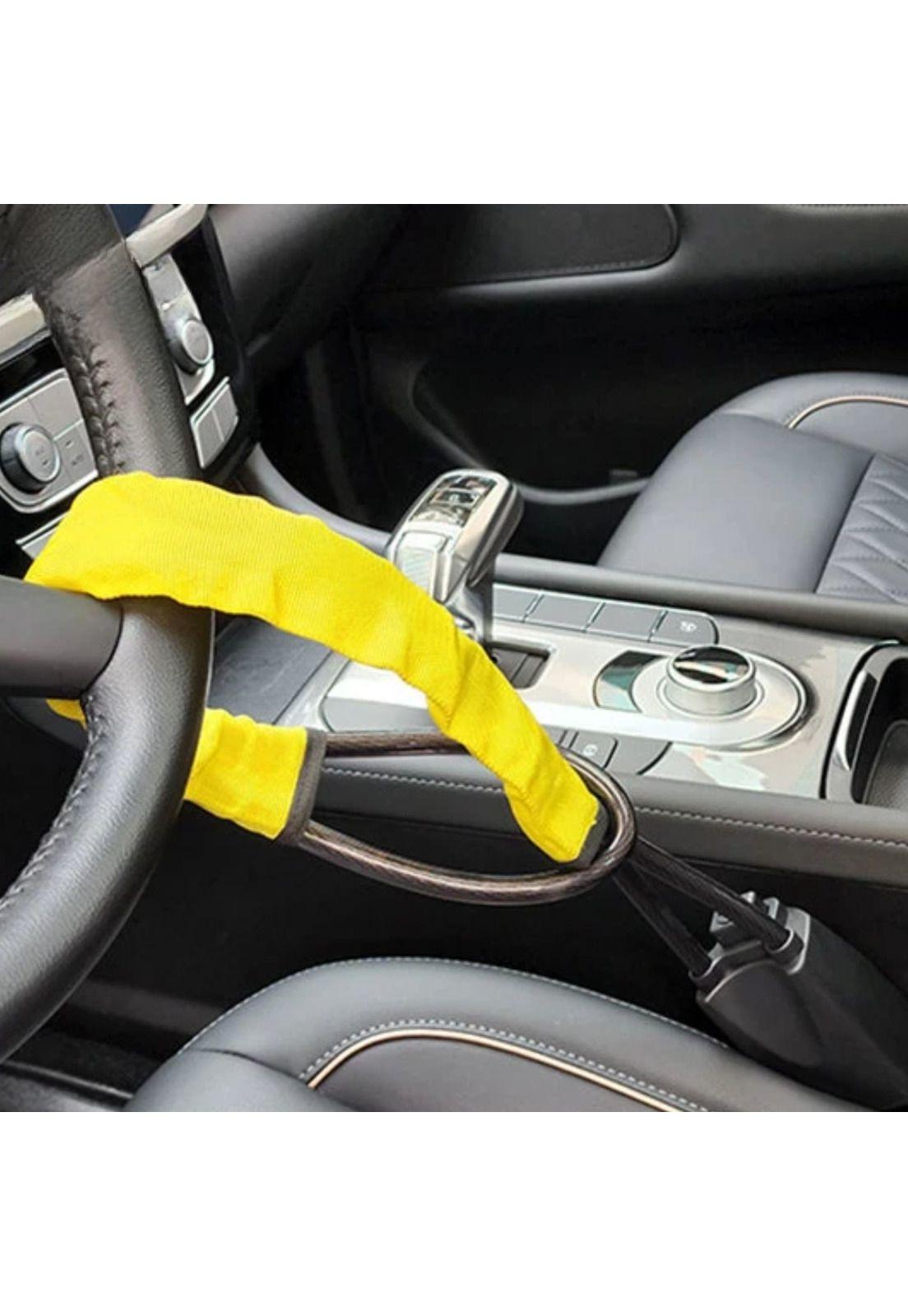 Bloqueo Volante Automóvil Cinturón Seguridad Amarillo-3