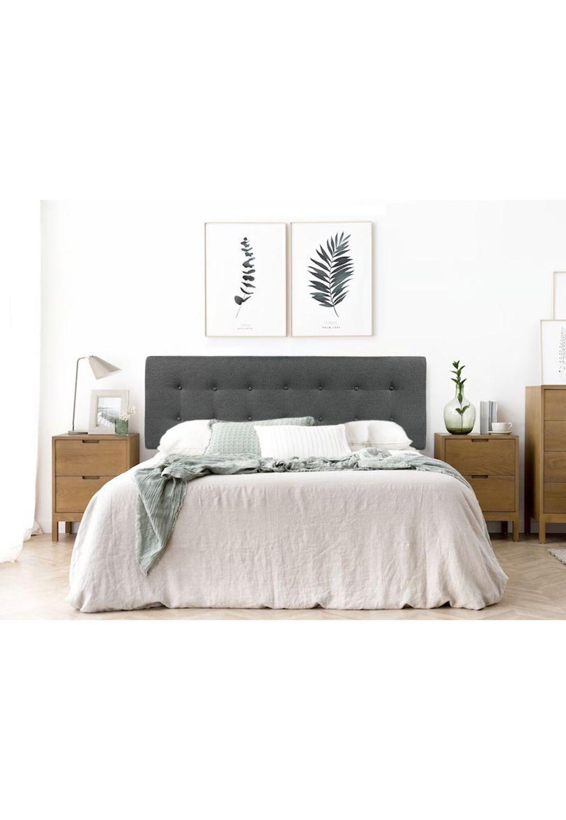 Respaldo Elegante 1 Plaza Capitone 105x60 CM Gris Claro Lino Botones-3