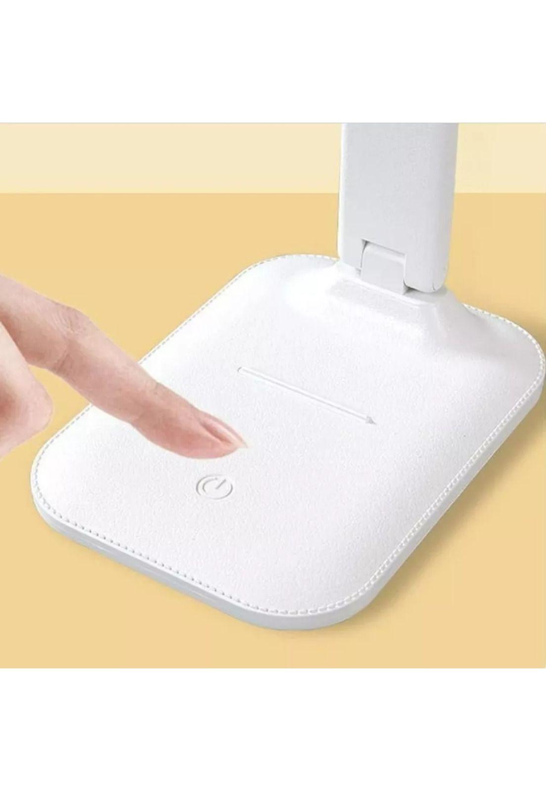 Lámpara Cargador Táctil LED Escritorio Plegable 29x33x17 CM Blanco-4